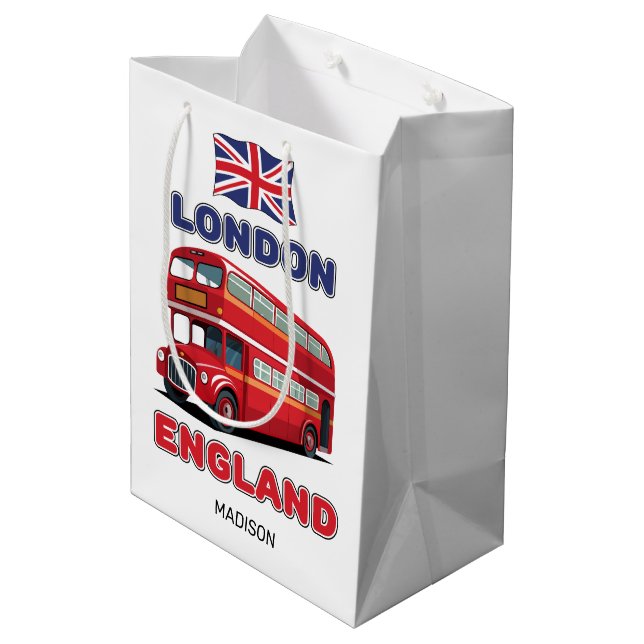 Sac Cadeau Moyen Nom personnalisé Londres Angleterre (Dos Angle)