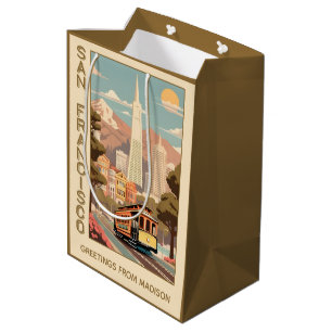 Sac Cadeau Moyen Nom personnalisé Rétro San Francisco