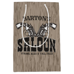 Sac Cadeau Moyen NOM PERSONNALISÉ Wild West Gun Revolver Saloon