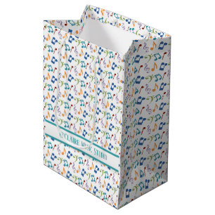 Sac Cadeau Moyen Notes de musique arc-en-ciel personnalisées (en bl