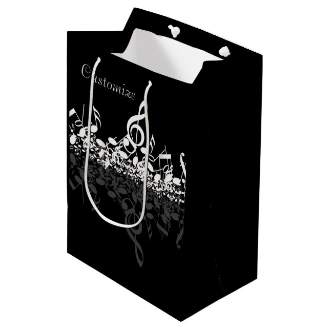 Sac Cadeau Moyen Notes de musique blanche, rien que des notes (Devant Angle)