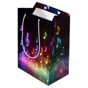 Sac Cadeau Moyen Notes musicales de Danse Neon