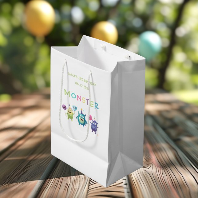 Sac Cadeau Moyen Notre petit monstre | Trois monstres colorés (Créateur téléchargé)