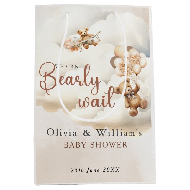 Sac Cadeau Moyen Nous pouvons attendre Boho Baby shower neutre genr (Devant)