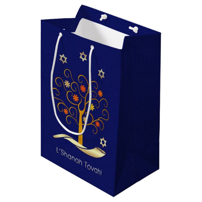 Sac Cadeau Moyen Nouvel An juif | Rosh Hashanah (Devant Angle)