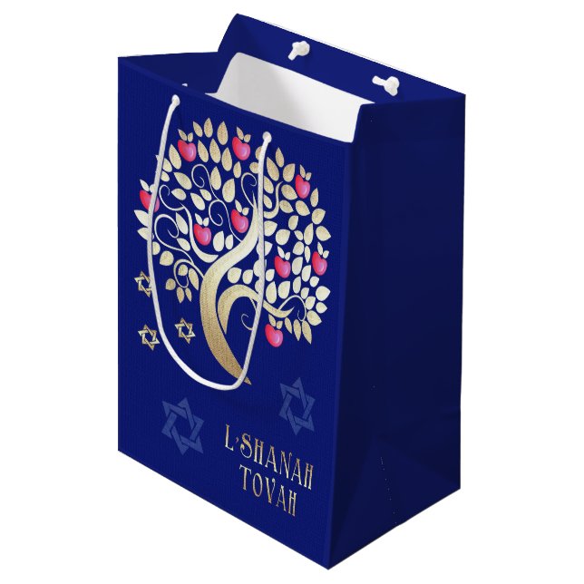 Sac Cadeau Moyen Nouvel An juif | Rosh Hashanah (Devant Angle)