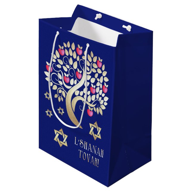 Sac Cadeau Moyen Nouvel An juif | Rosh Hashanah (Devant Angle)