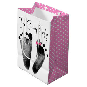 Sac Cadeau Moyen Nouvelle Empreintes bébé avec Pot Pot Bow
