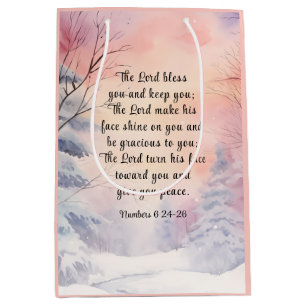 Sac Cadeau Moyen Numéros 6 Seigneur Bénissez-vous Bible Verse Neige