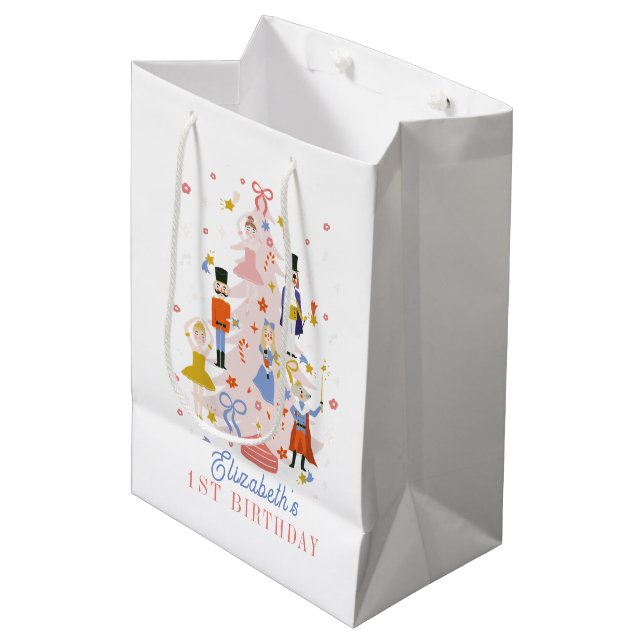 Sac Cadeau Moyen Nutcracker Pink Christmas Tree Holiday Anniversair (Devant Angle)