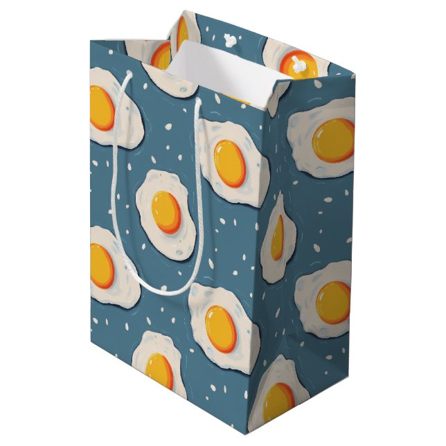 Sac Cadeau Moyen Oeufs frits sur le bleu (Dos Angle)