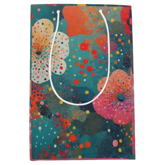 Sac Cadeau Moyen OEuvre florale abstraite (Devant)
