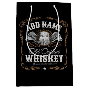 Sac Cadeau Moyen Old Moonshine Whiskey Étiquette AJOUTER PHOTO Nom 