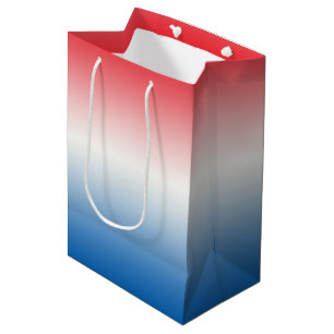 Sac Cadeau Moyen Ombre blanc et bleu rouge