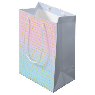 Sac Cadeau Moyen Ombre bleu rose avec lignes or
