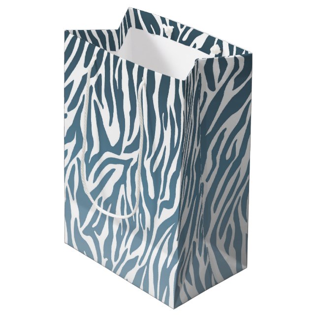 Sac Cadeau Moyen Ombre d'impression Wild Blue Zebra (Devant Angle)