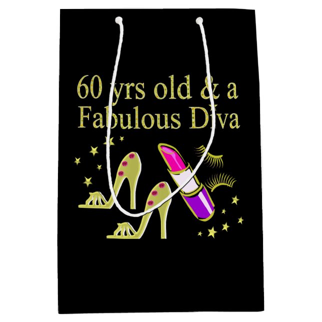 SAC CADEAU MOYEN OR 60 ANS ET UN DIVA FABULEUX (Devant)