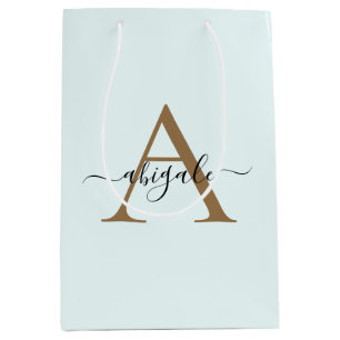 Sac Cadeau Moyen Or Blanc givré doré monogrammé Élégance minimale