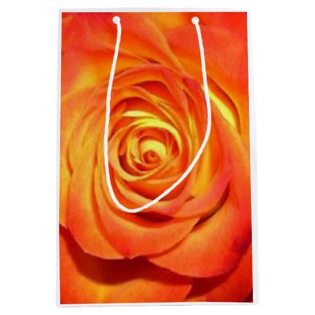 Sac Cadeau Moyen Orange Sunny Rose (Devant)