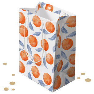 Sac Cadeau Moyen Oranges Citrus Aquarelle Méditerranéen