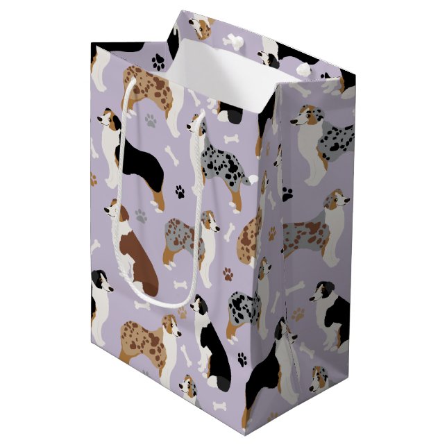 Sac Cadeau Moyen Os et pattes des bergers australiens (Devant Angle)