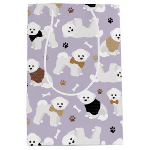 Sac Cadeau Moyen Os et pattes pourpres de Bichon Frise
