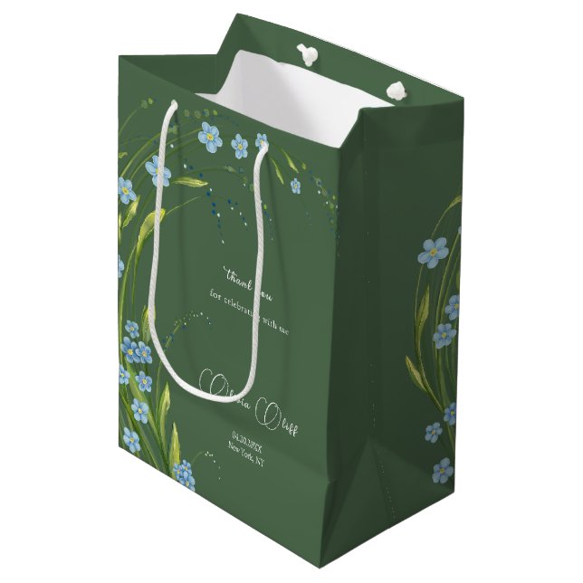 Sac Cadeau Moyen Oubliez-moi-pas la Fête des mariées (Devant Angle)