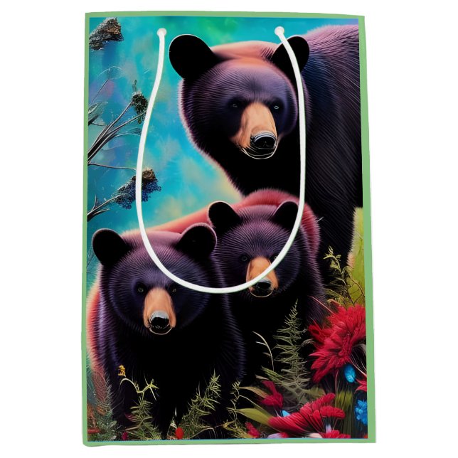 Sac Cadeau Moyen Ours de Momma et petits (Devant)