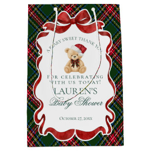 Sac Cadeau Moyen Ours de Noël à carreaux tartan Favors pour Baby Sh