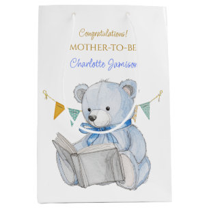 Sac Cadeau Moyen Ours personnalisé lecture d'un livre Merci Baby sh