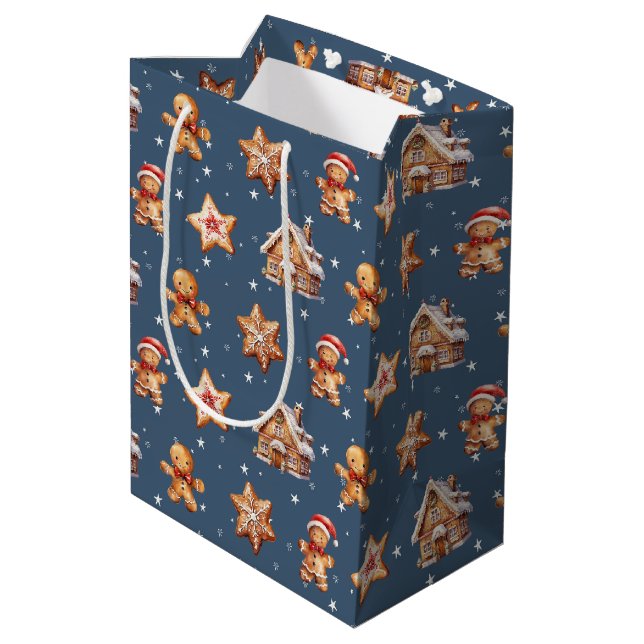 Sac Cadeau Moyen Pain D'Oeuvre De Noël Sur Étoiles (Dos Angle)