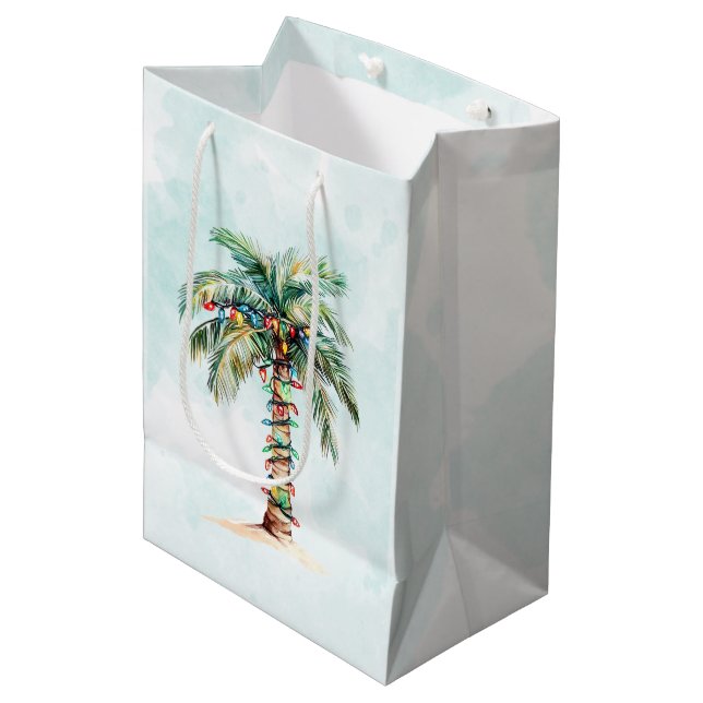 Sac Cadeau Moyen Palmier Holiday Beach Noël (Devant Angle)
