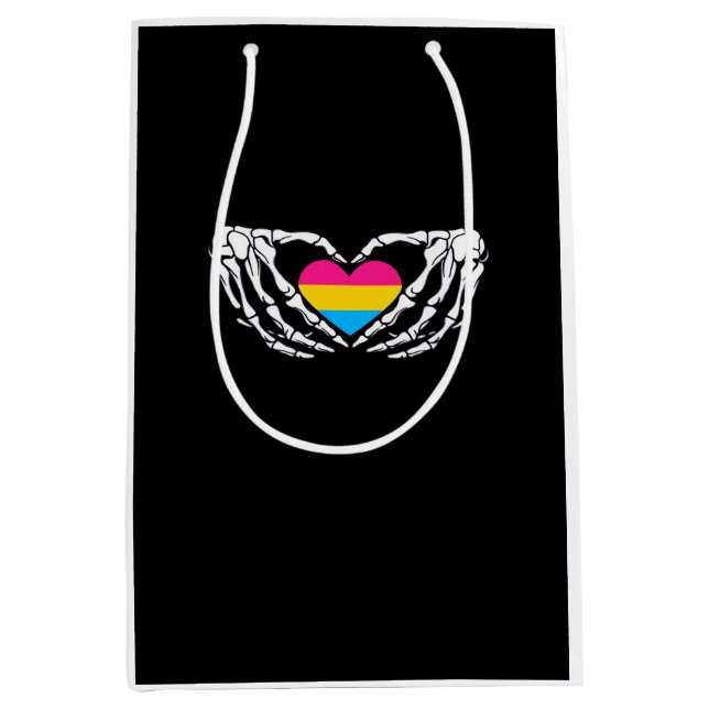 Sac Cadeau Moyen Pan Pride Skeleton Halloween Pan Goth Heart (Devant)