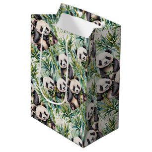 Sac Cadeau Moyen Pandas mignons et bambou