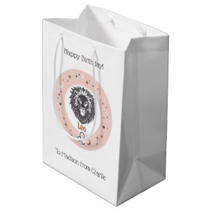 Sac Cadeau Moyen Panneau zio texte personnalisé Leo