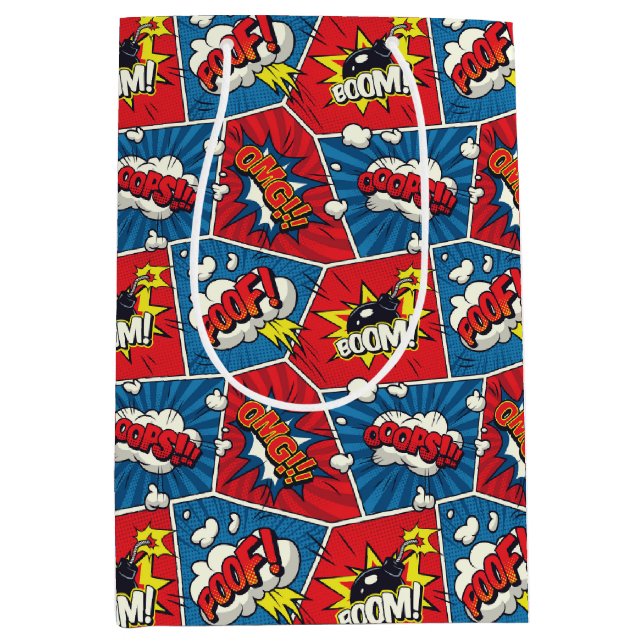Sac Cadeau Moyen Panneaux de bandes dessinées Pop Art (Devant)
