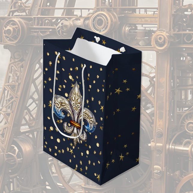 Sac Cadeau Moyen Papier à enveloppement Fleur de Lys (Créateur téléchargé)