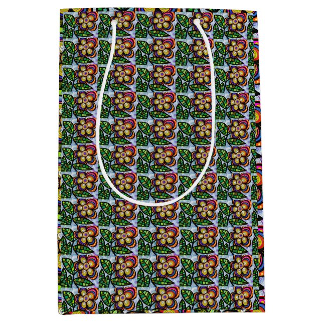 Sac Cadeau Moyen Papier à enveloppement floral (Devant)