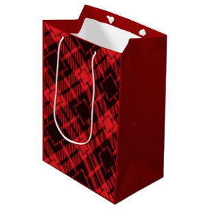 Sac Cadeau Moyen Papier cadeau tartan à motif diamant rouge