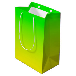 Sac Cadeau Moyen Papier d'emballage dégradé vert et jaune néon