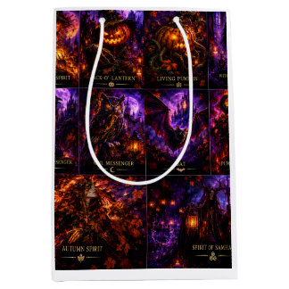 Sac Cadeau Moyen Papier d'emballage sorcière gothique et monstres d