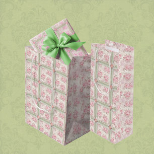 Sac Cadeau Moyen Papier d'emballage tout occasion Fleurs Roses Fané