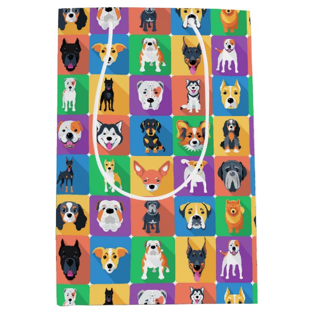 Sac Cadeau Moyen Papier d'enveloppement de chien (Devant)