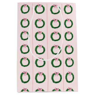 Sac Cadeau Moyen Papier d'enveloppement rose et préppyNoël - Aquare
