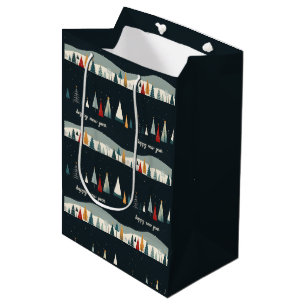 Sac Cadeau Moyen Papier Motif d'enveloppement noir de l'arbre de No