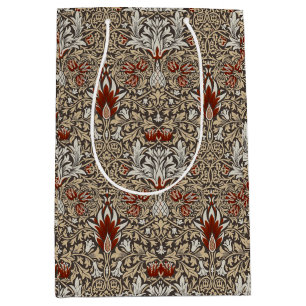 Sac Cadeau Moyen Papier peint floral Terreux Brun de William Morris