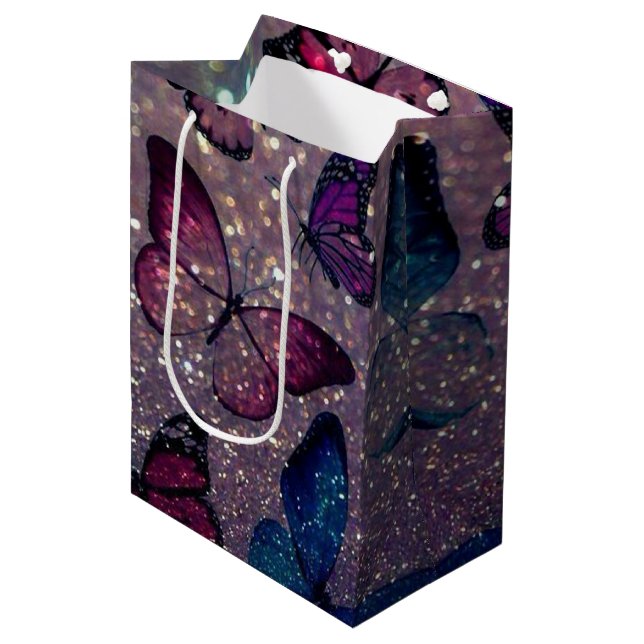 Sac Cadeau Moyen Papillon sur Parties scintillant (Devant Angle)