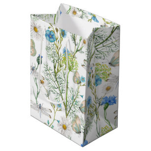 Sac Cadeau Moyen Papillons et dragons volent dans le jardin