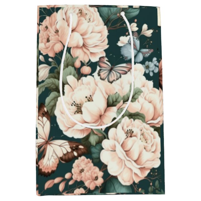 Sac Cadeau Moyen Papillons et fleurs (Devant)