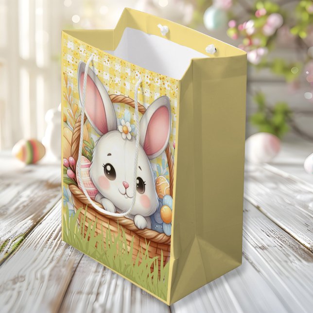 Sac Cadeau Moyen Pâques joyeuses et dynamiques dans un arrière - pl (Vibrant Happy Easter in a Yellow background Medium Gift Bag)